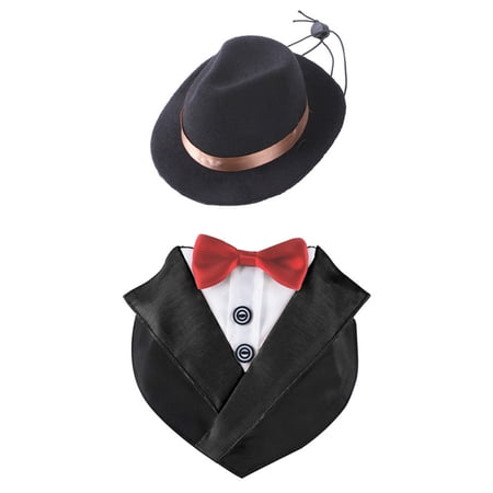 Traditional Gentleman Pattern Dog Bowtie Outfit Construction Ensures Sturdy Comfort and Pattern