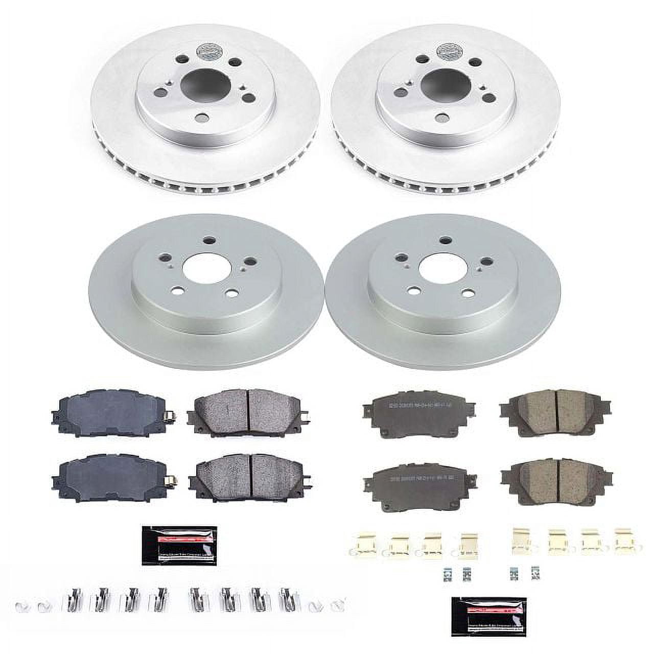 PowerStop Front and Rear Geomet Coated Brake Rotor and Pad Kit Fits: TOYOTA Select Models CRK8664