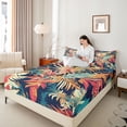 thumbnail image 4 of Homewish Colorful Monstera Leaf Full Size Sheets,Tropical Botanical Plam Bed Sheets,Rustic Leaves Sheet Sets For Teens,Breathable Home Decor,4 Pieces, 4 of 7