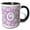 Black/White, variant on 3drose, Letter C in Circle Over Swirly Floral Pattern in Purple and White, 11oz Two-tone Blue Mug