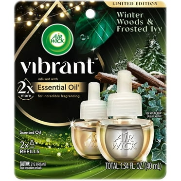 Air Wick Vibrant Plug-In Scented Oil Air Freshener Warmer Refills, Winter Woods and Frosted Ivy, 2 Count