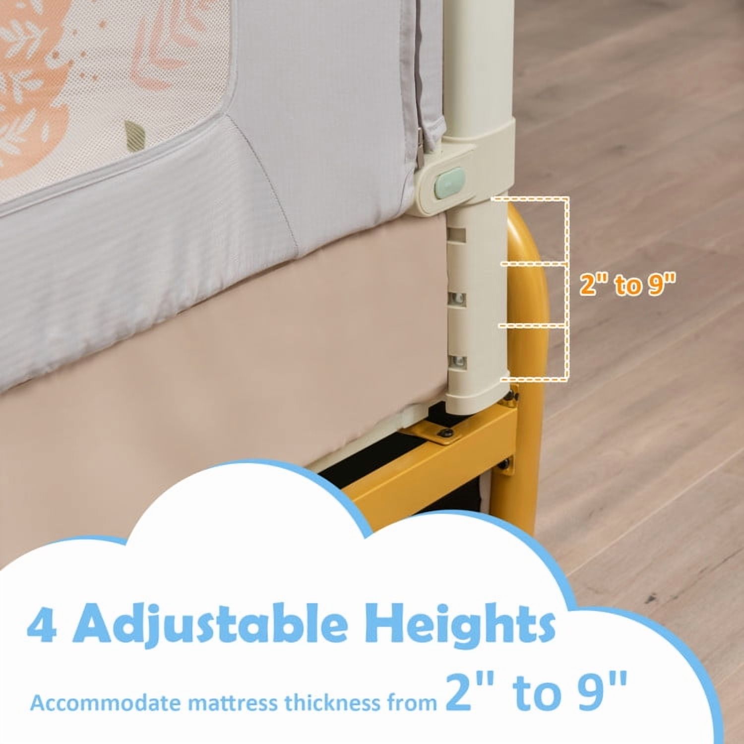Spaco Vertical Lifting Bed Rail for Toddlers with Double Lock-70 inch, Bed Rail for Queen, King, Twin, and Bunk Size Beds