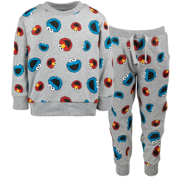 Sesame Street Elmo Cookie Monster Infant Baby Boys French Terry Sweatshirt and Pants Set Infant to Toddler