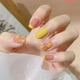 thumbnail image 3 of Uñas falsas francesas cortas lindas flores prensadas sobre las uñas acrílicas amarillas cuadradas cubiertas completas uñas postizas compatibles con mujeres y niñas 24 uds. Afortunado Sencillez, 3 of 5