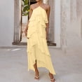 thumbnail image 2 of Sentmoon Calf Length Dress 2026 Trendy Solid Color Ruffled Dress Ruffle Chiffon Breathable Regular Fit Hawaiian for Business and Casual Yellow M, 2 of 9
