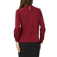 thumbnail image 3 of BLUSA DE CHIFFON CON CUELLO ALTO INSPIRADA EN CHIC OTOÑO INVIERNO PARA MUJERES, CAMISA DE MANGA LARGA DE NEGOCIOS CASUAL TAMAÑO S ROJO OSCURO, 3 of 6