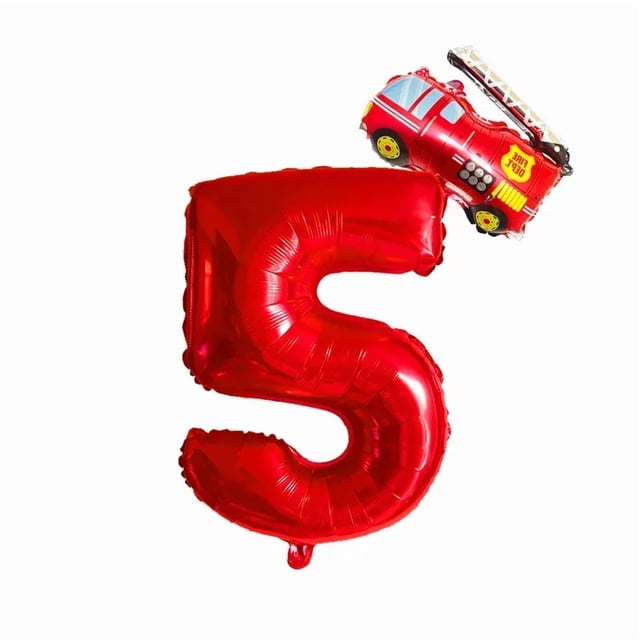 2 Pcs Ballons Chiffres Rouges 32 Pouces Mini Camion de Pompiers Ballons en Feuille 1 2 3 4 5 6 7 8 9 Ans Décoration de Fête d'Anniversaire shower de Bébé Jouet pour Enfants