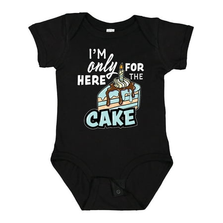 

Inktastic Im Only Here for the Cake with Cake Slice Illustration Gift Baby Boy Bodysuit