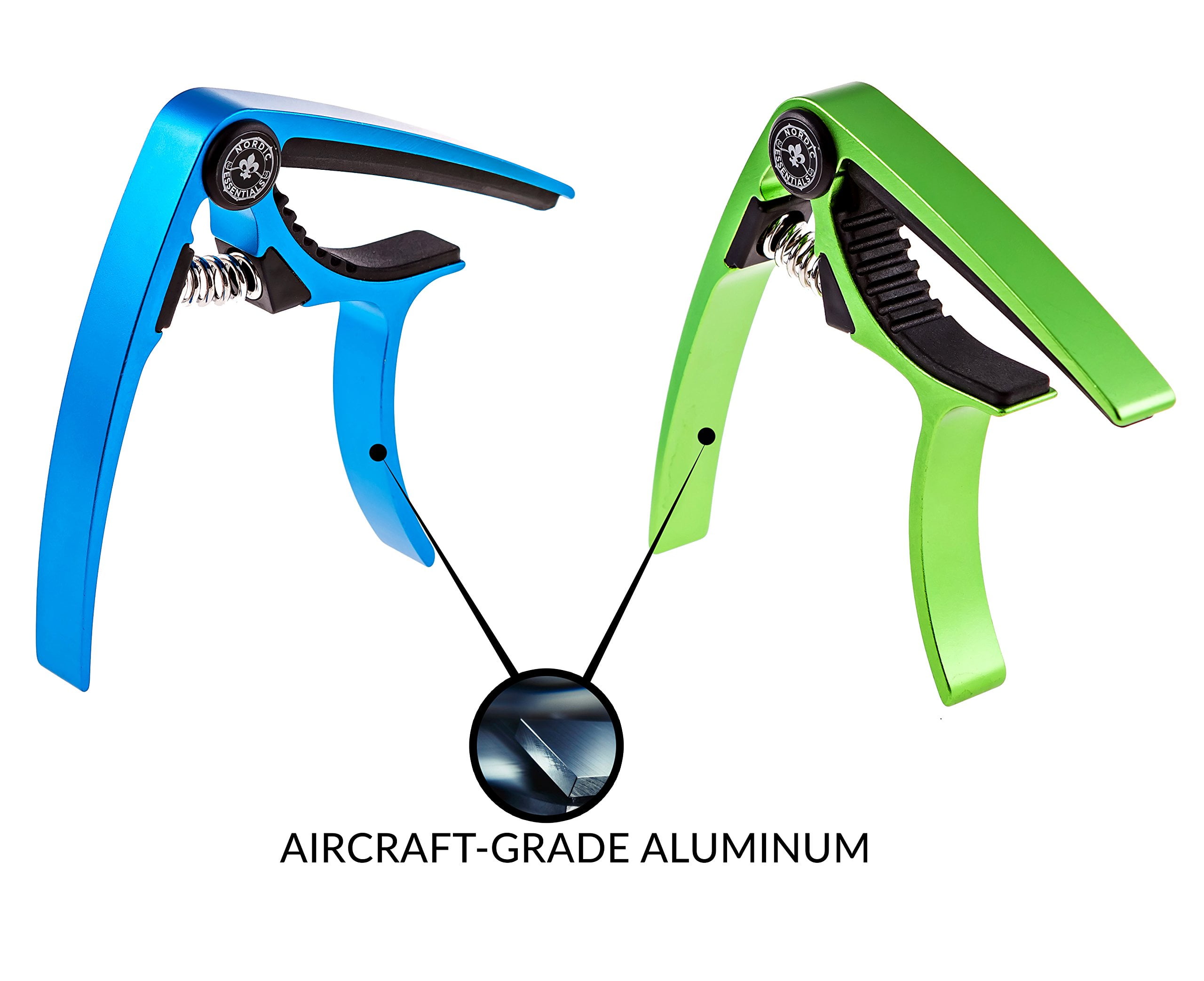 Nordic Essentials Guitar Capo 2-Pack – Green and Blue Aluminum Capos for Acoustic, Electric, Ukulele, Banjo