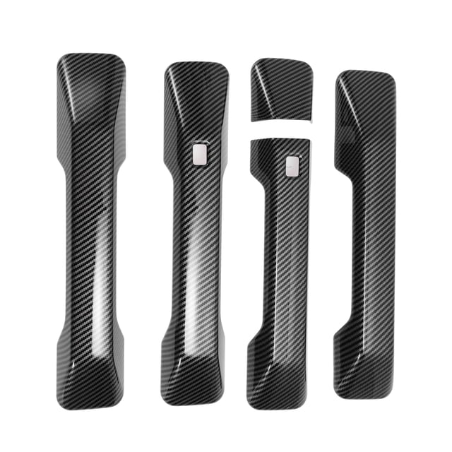 Cubierta de manija de puerta exterior trim delantera izquierda, delantera derecha, trasera izquierda, trasera derecha para Hyundai Santa Fe 2024-2025 fibra de carbono negra ABS