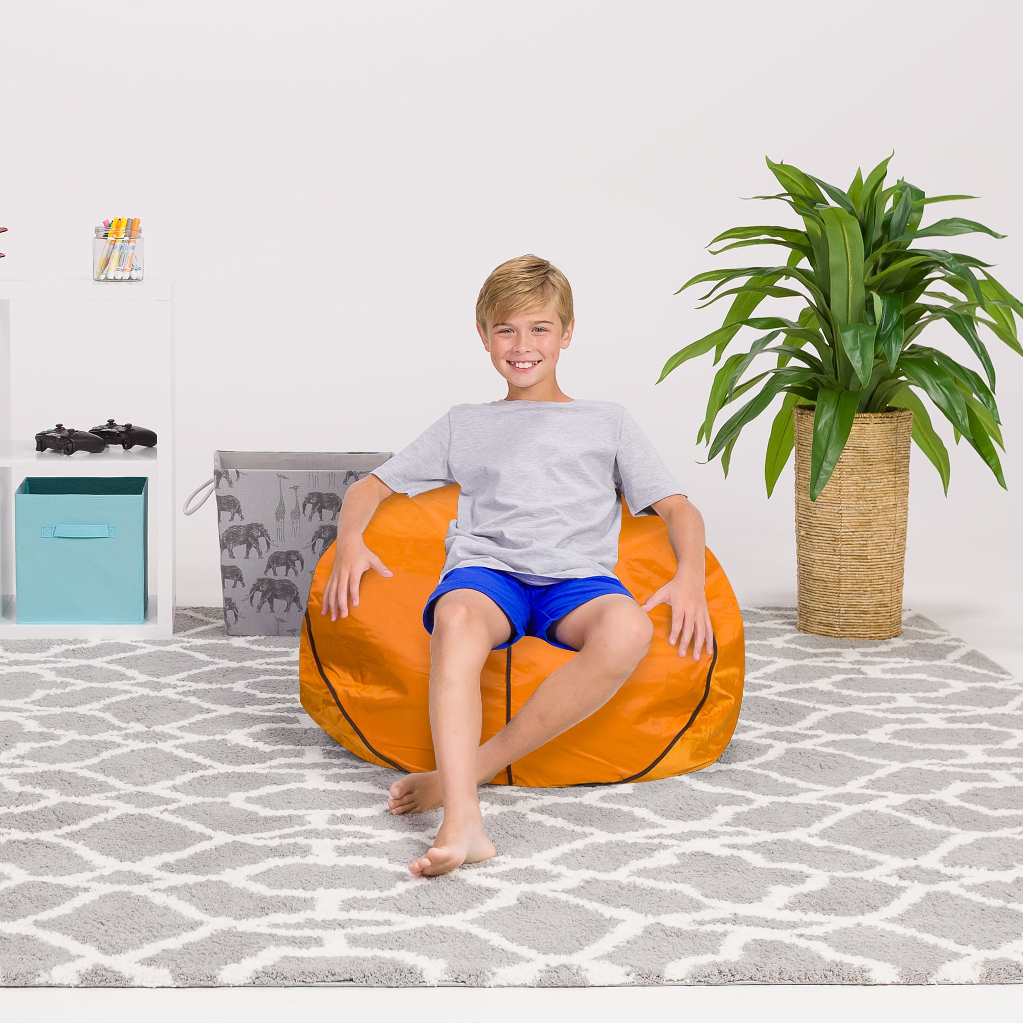 Posh Creations Bean Bag Chair, Kids, 3 ft, Basketball