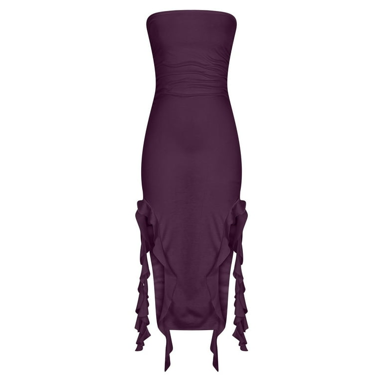 Off Shoulder Tube-Dresses for Women Sexy Wrap Strapless Bodycon Irregular Ruffle Tassel Hem Slim Fit Solid High Slit Pleated Party Club Midi Dress - Walmart.com Off Shoulder Tube-Dresses for Women Sexy Wrap Strapless Bodycon Irregular Ruffle Tassel Hem Slim Fit Solid High Slit Pleated Party Club Midi Dress - Walmart.com