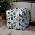thumbnail image 2 of 17" Pink 100% Polyester Cube Geometric Indoor Outdoor Pouf Ottoman, 2 of 3