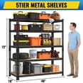thumbnail image 4 of Prilinex 72" H Garage Shelving 2500 LBS 5 Tier Heavy Duty Storage Shelves, Adjustable Shelf Unit for Garage Pantry Closet, Utility Organizer Rack for Basement 48" W x 18" D x 72" H, 4 of 9