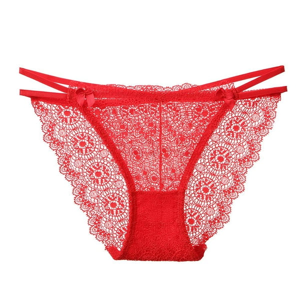 TB&W Sexy Women Low Waist Lace Lingerie Briefs Underwear Plus Size (Red XXL