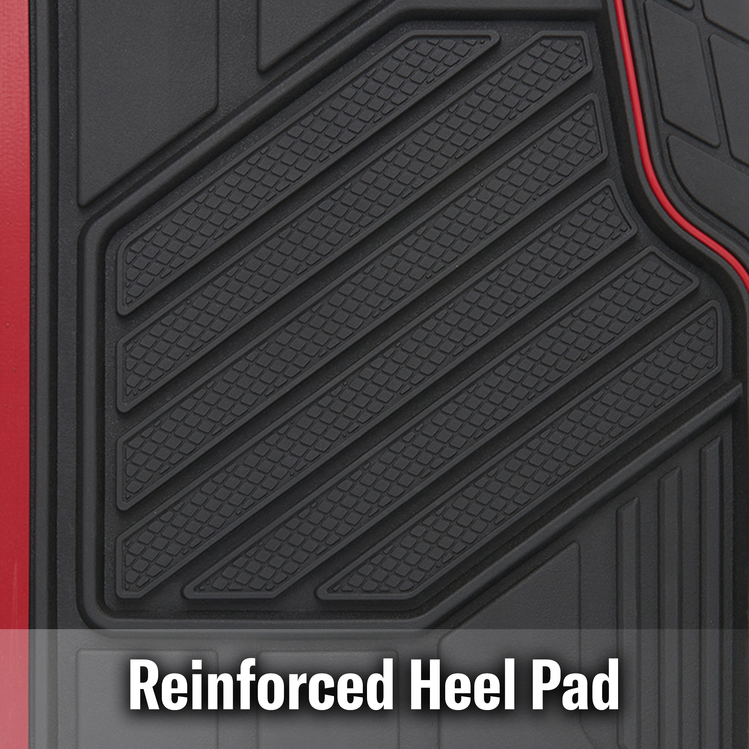 Genuine Dickies 3 Piece Durasport Black and Red Rubber Floor Mat, 80037WDC