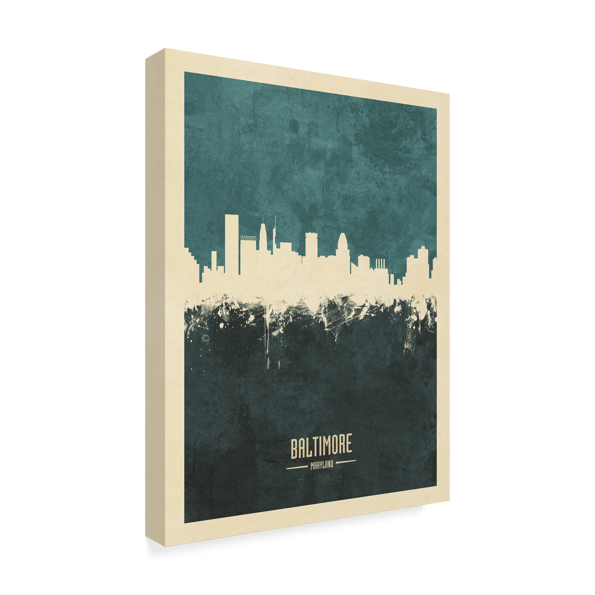 Trademark Fine Art 'Baltimore Maryland Skyline Teal' Canvas Art by Michael Tompsett