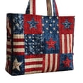 thumbnail image 2 of Bookk Quilted Patchwork Tote – Large Capacity Reusable Shoulder With Colorful Appliqué Design Sturdy Handmade Shopping For Grocery Beach Travel And Daily Use, 2 of 6