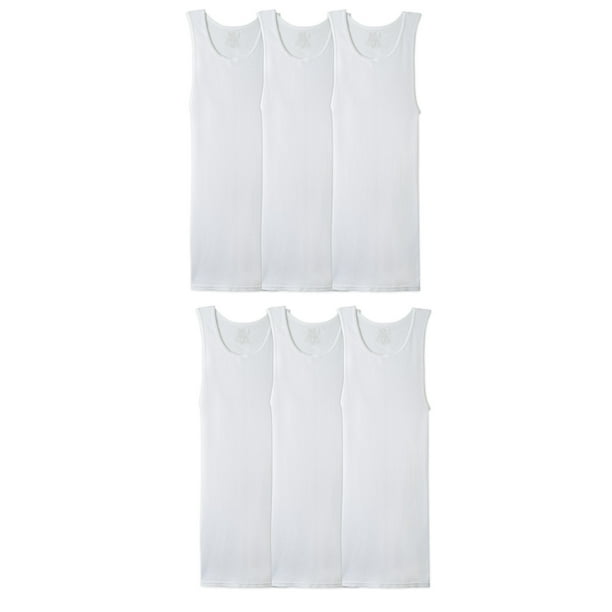 Fruit of the Loom Men's White Tank AShirts, 6 Pack, Sizes S3XL