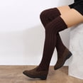 thumbnail image 5 of Women's Long Boots Over the Knee Knitted Fabric Thick Sole Shoes Short Boots Round Toe Comfortable Casual Boot Women Anti-Slip Rubber Grooves Middle Heels Shoes, 5 of 8
