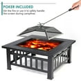 thumbnail image 2 of 32" Deck Fire Pit for Outside, Premium Square Steel Fire Pit w/Mesh Screen Lid, Metal Fire Pit w/Poker, Multifunctional Heater/Grill/Ice Pit for Backyard Patio Garden BBQ Grill, S7044, 2 of 9