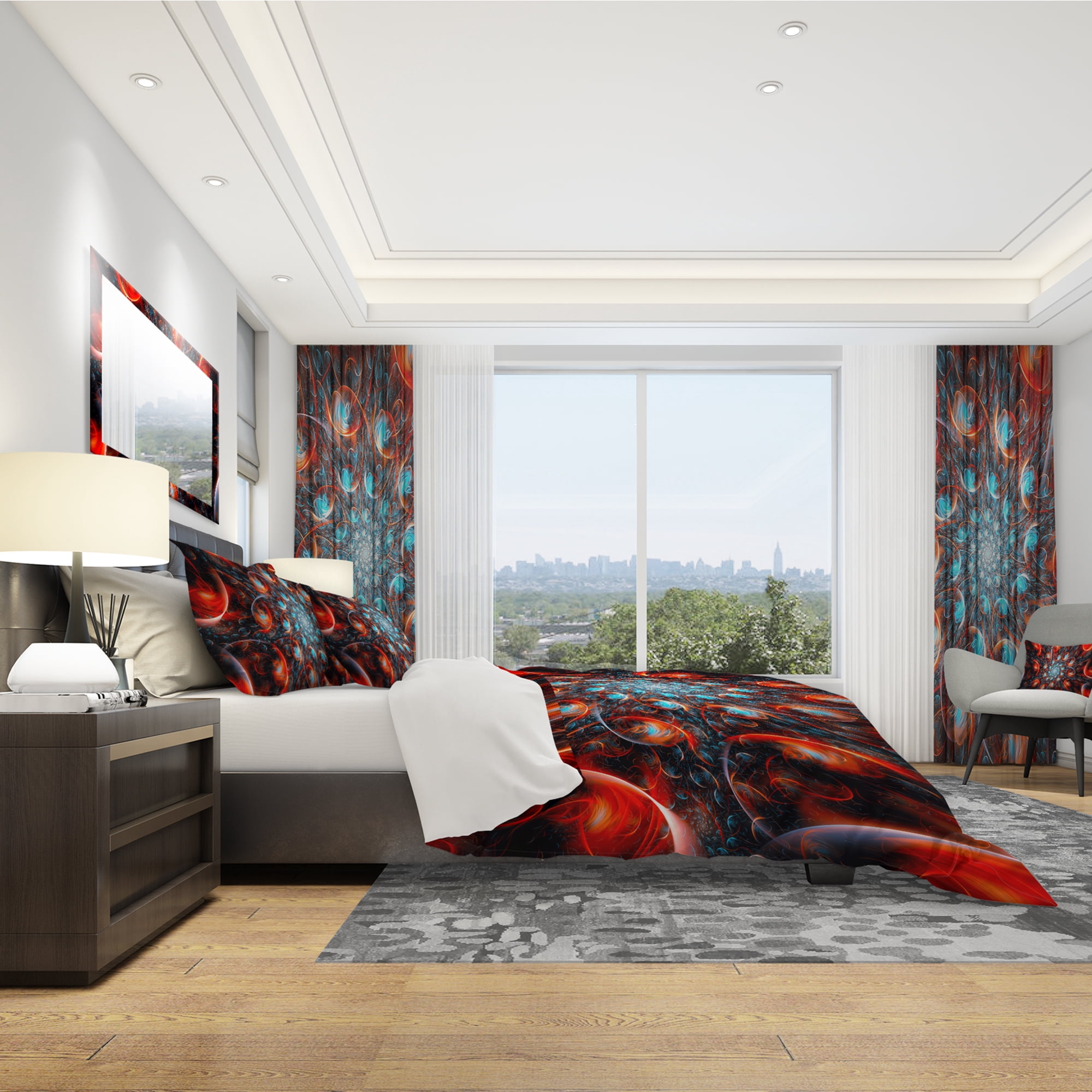 Designart 'Break Out Blue and Red' Modern & Contemporary Duvet Cover Set