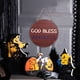 thumbnail image 3 of Señal de bienvenida de Halloween para decoración de puerta delantera, corona redonda de madera para colgar en la pared para fiesta navideña, 3 of 5