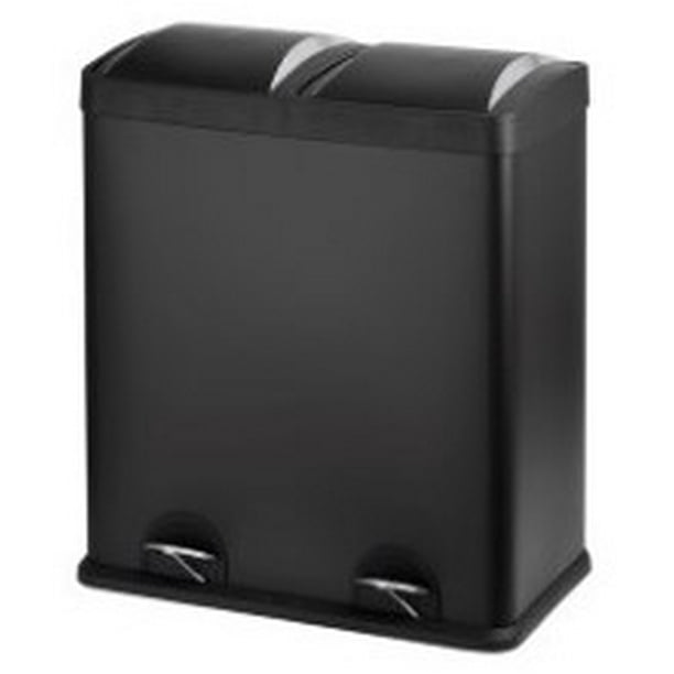 Step N' Sort 16 Gallon 2 Compartment Trash and Recycling Bin Black