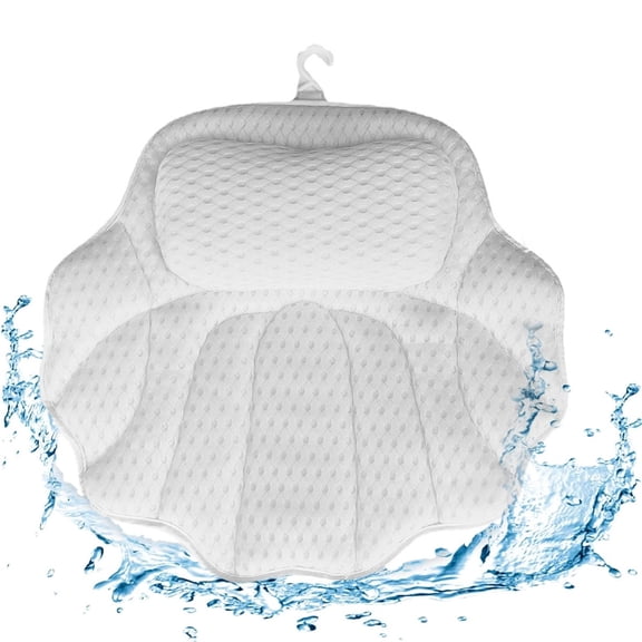Bathtub Pillow with Suction Cups, Breathable Quick-Dry Bath Pillow for Neck and Back Support, Soft 4D Mesh Fabric, Non-Slip Stress Relief Bath Tub Pillow