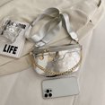 thumbnail image 4 of Bolso de pecho para mujer Elegante patrón de piedra Bolsos cruzados Cadenas Bolso de sillín (Plata), 4 of 9