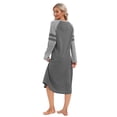 thumbnail image 7 of Women Long Sleeve Nightgown Loose Fit Sleepshirt Spring Fall Calf-Length Soft House Dress Round Neck Comfy Sleepwear Loungewear, Gray S-3XL, 7 of 7