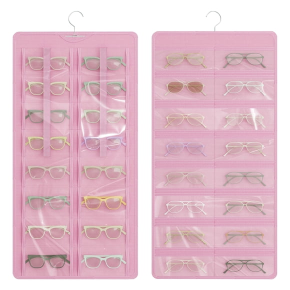 Organizador Colgante de Gafas Bosuelife con 32 Compartimentos Antipolvo Rosa
