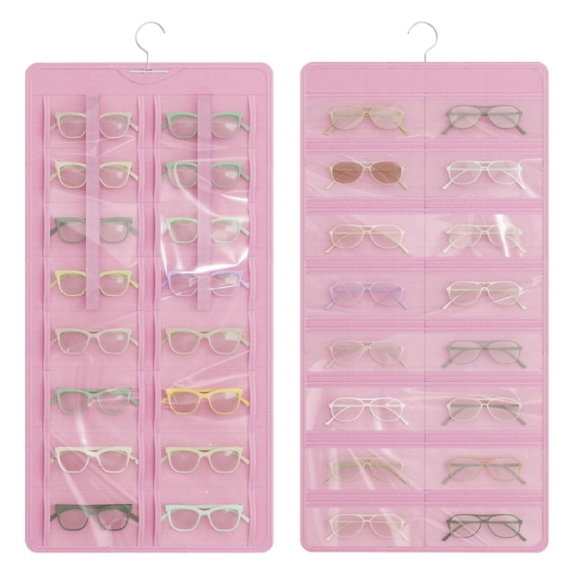 Organizador Colgante de Gafas Bosuelife con 32 Compartimentos Antipolvo Rosa