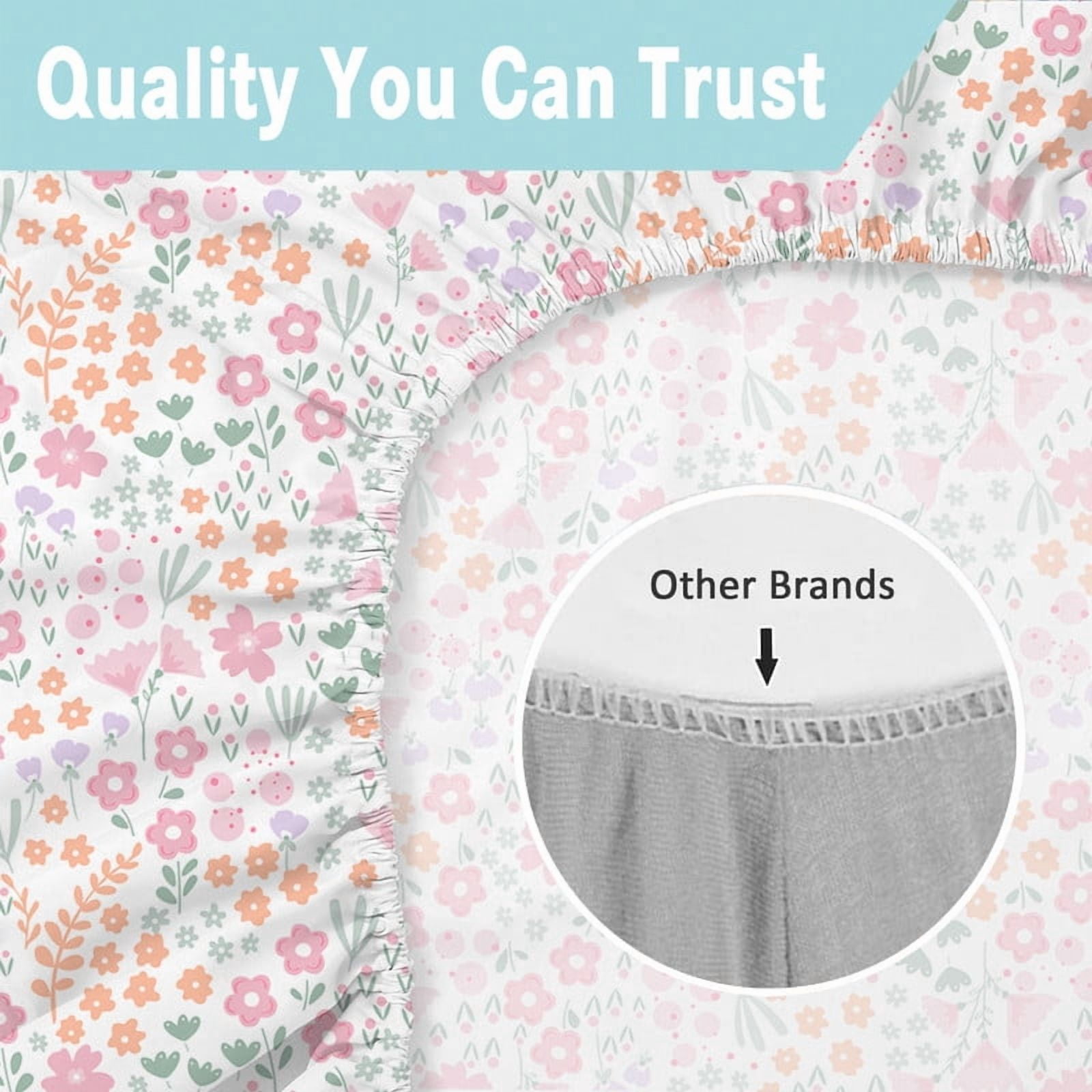 Little Grape Land Crib Sheets for Baby Girls 4 Pack, 28"x 52" Extra Soft Microfiber Crib Sheet Set for Standard Crib & Toddler Mattress Pad, Tiny Petals & Pink & Butterfly & greyish purple