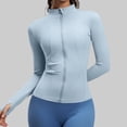 thumbnail image 4 of Avrnliq Women's UPF 50+ Sun Protection Jacket Light Blue Zip Up Workout Jacket, Activewear with Thumbholes, High Neck Moisture Wicking Running Yoga Jacket, Stretch,Size L, 4 of 8