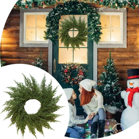 18-Inch Christmas Wreath, Made of Artificial Cedar And Green Pine Needles, Suitable for Front Doors, Windows, And Indoor/Outdoor Holiday Decorations.