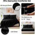 thumbnail image 4 of Twin Comforter Set - 5 Pieces Comforters Twin Size Black, Pintuck Bed in A Bag Pinch Pleat Bedding Sets with All Season Comforter, Flat Sheet, Fitted Sheet and Pillowcases & Shams, 4 of 6