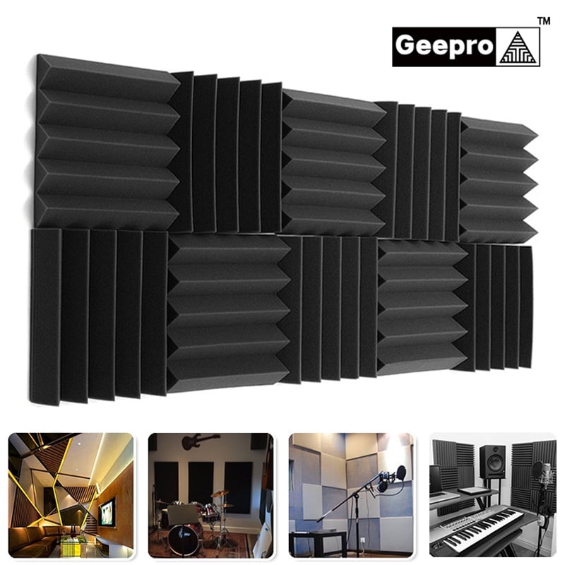 Acoustic Panels Sound Insulating Sponge 6/12/24Pcs Studio Acoustic Foam Panels Soundproof Sponge Diffusers Drum Room Absorption Treatment Wall Sound Foam Pad with Tapes 