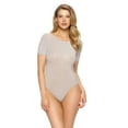 thumbnail image 2 of Felina | Body Zone Classic Tee Modal Bodysuit with Low Back | Heather Gray | X-Large (Heather Gray, Medium), 2 of 3