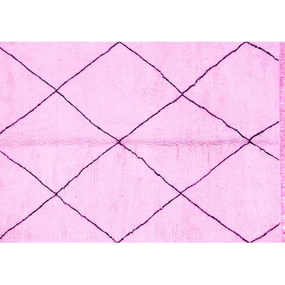 Ahgly Company Indoor Rectangle Solid Pink Modern Area Rugs, 7' x 10'
