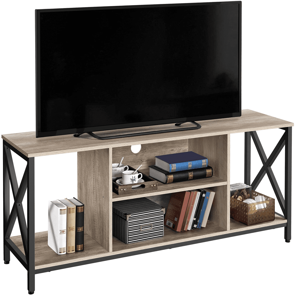 Alden Design TV Stand with Storage for TVs up to 65'', Distressed Gray