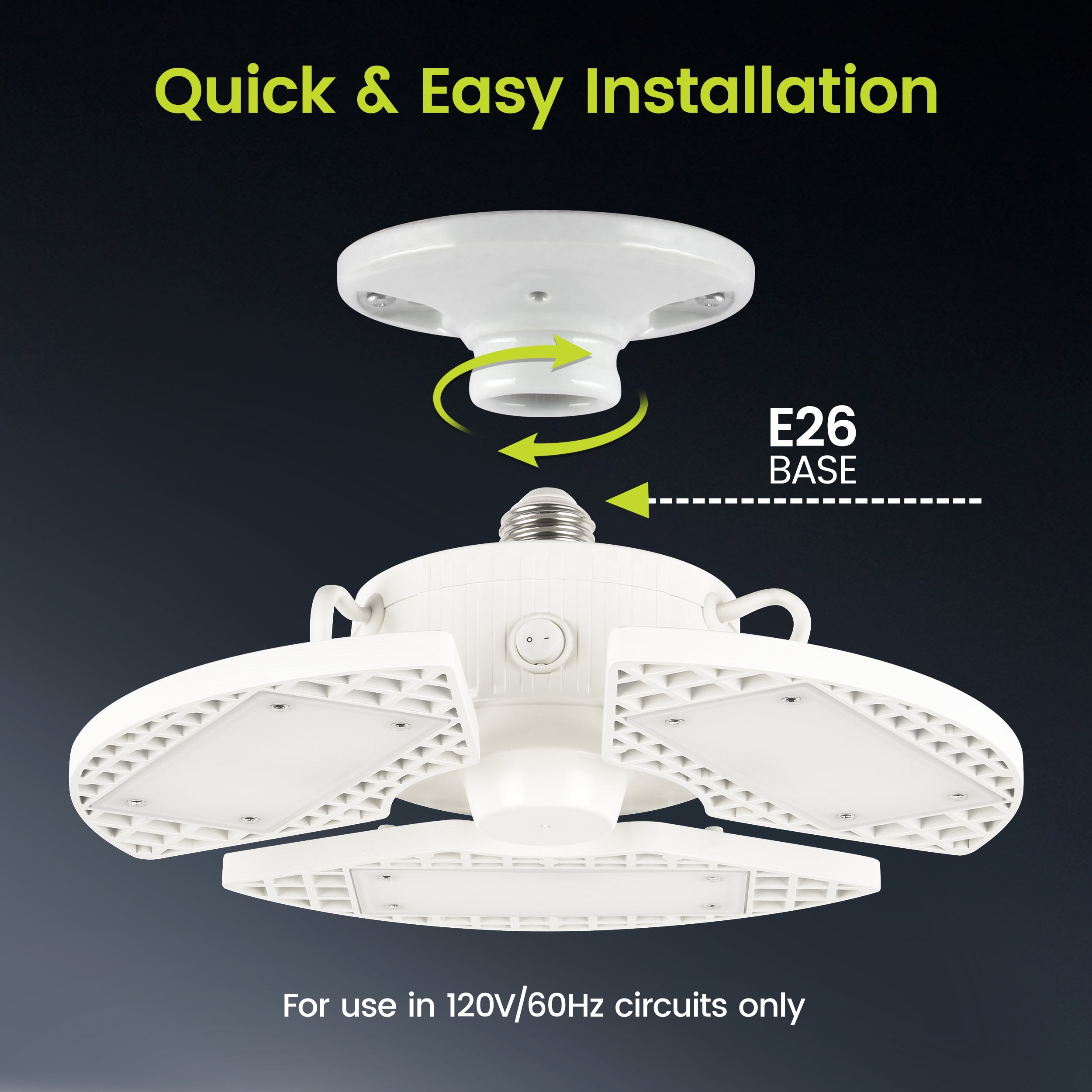 Green Watt LED Garage lights, 80-Watt (400 Watt Equivalent), 8000 Lumen, Motion Sensor Included, Daylight White (6-Pack)