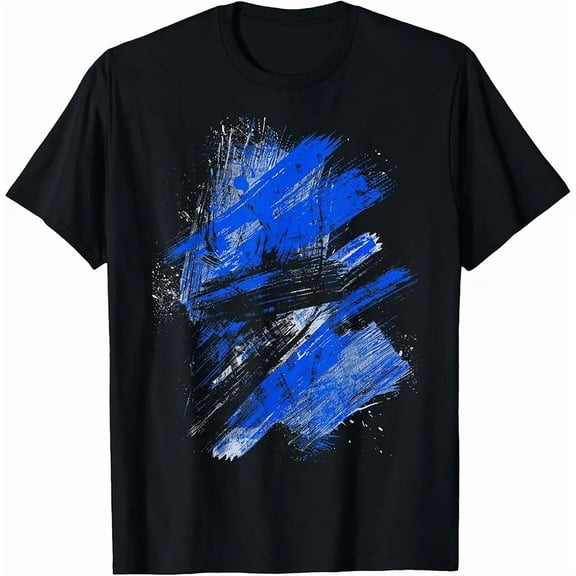 Men's Abstract Blue Paint Brushstroke Graphic T-Shirt