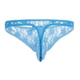 thumbnail image 5 of Mens Underwear Men Lingerie Floral Lace Semi See-through Bikini Briefs T-back Underwear, 5 of 8