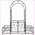 thumbnail image 3 of Trellis | Traditional Metal Garden Arch with Gate, Arco de Jardín, 79.5"W x 86.6"H Outdoor Climbing Plant Support | Black, 3 of 12