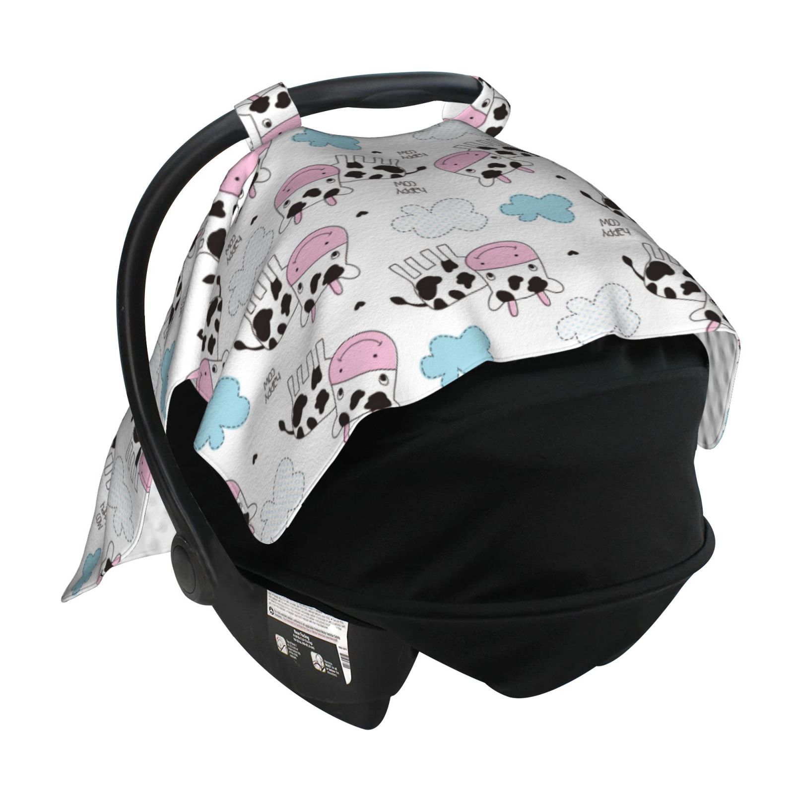 Car Seat Cover Baby - Simple Funny Cute Cow Breathable Infant Car Seat Cover for Baby Carseat, Lightweight Comfort Baby Essentials Must Haves Newborn Stuff for Girl Boy