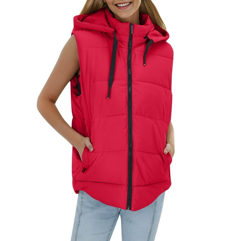Women s Warm Vest Outerwear Thick Vest Side Padded Sleeveless Casual Vest With plus Size Coat for Women Detachable Hood Duster Long Jacket And Cape