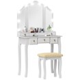 thumbnail image 1 of HOMCOM Vanity Set with Mirror and Stool, Vanity Desk with Storage, White, 1 of 10