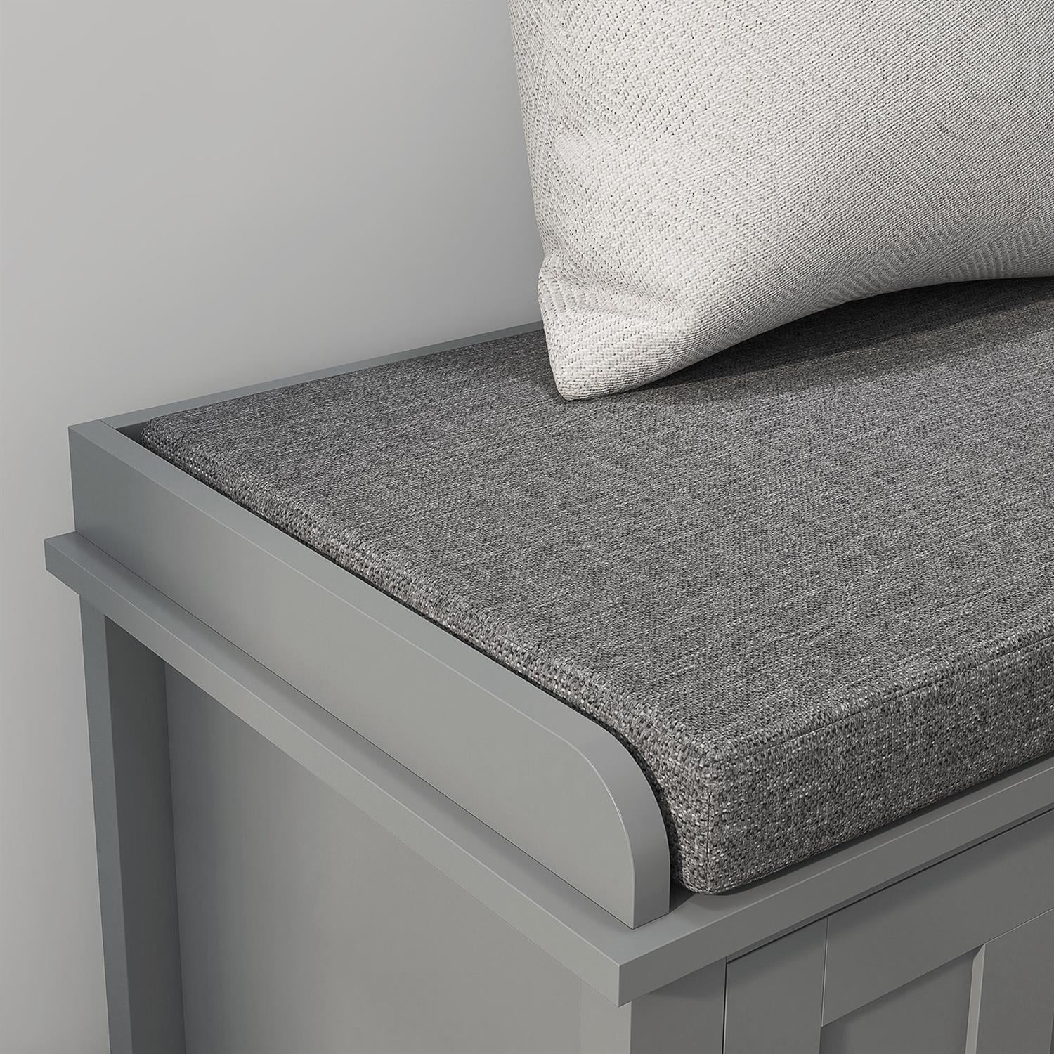 Demi Bonn 19" Shoe Storage Bench with Cushion and Sliding Doors , Entryway Storage, Comfortable Seating for Home, Gray