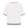 thumbnail image 4 of Summer Homenesgenics Womens Tops under $5 Women's New Loose Casual Splicing Threaded Round Neck Short Sleeved T-Shirt White XXL, 4 of 6